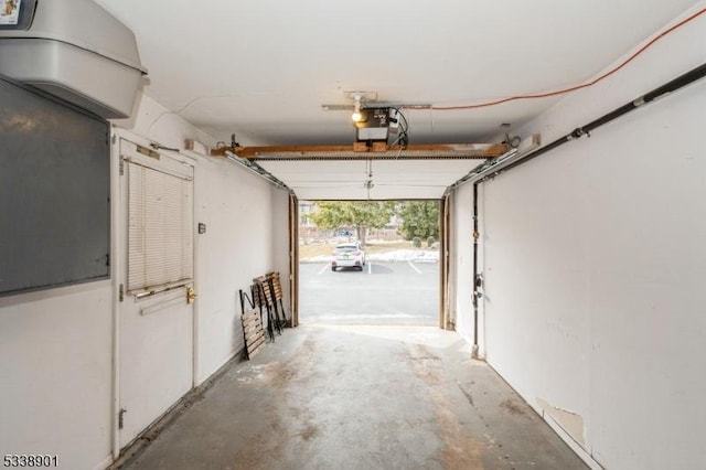 garage with a garage door opener