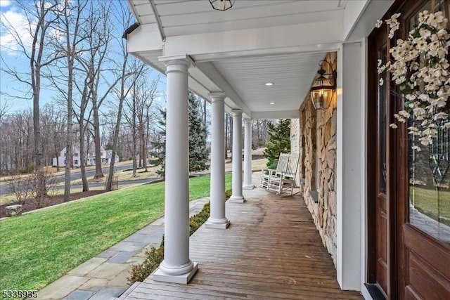 wooden deck with a porch