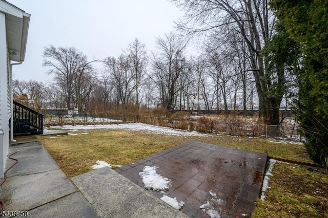 view of yard with a patio area and fence