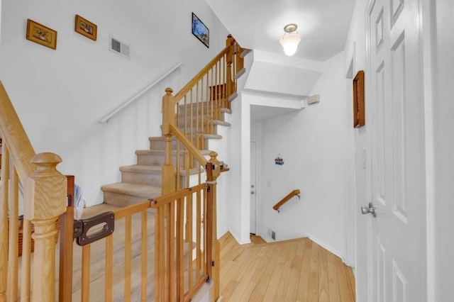 60 Overlook Dr, Independence Twp, NJ 07840 - staircase featuring visible vents and hardwood / wood-style floors