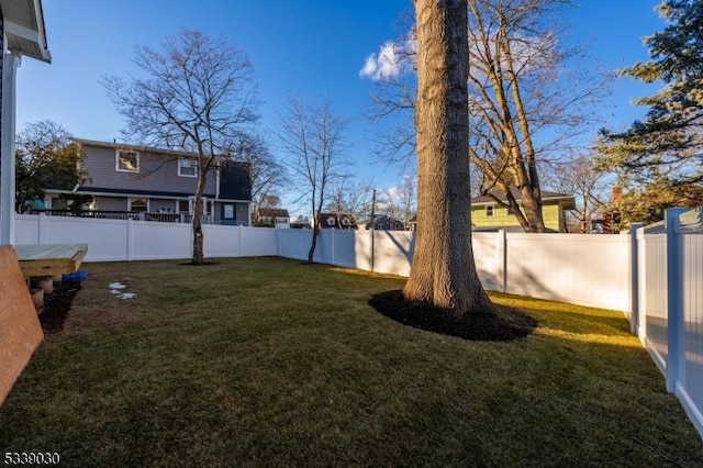 view of yard featuring a fenced backyard