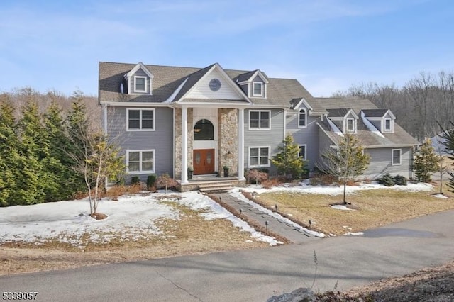 view of front of home with stone siding