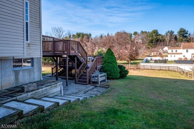 view of yard with a deck