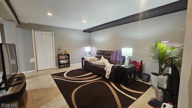 view of tiled living room