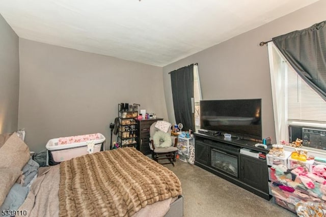 carpeted bedroom featuring cooling unit