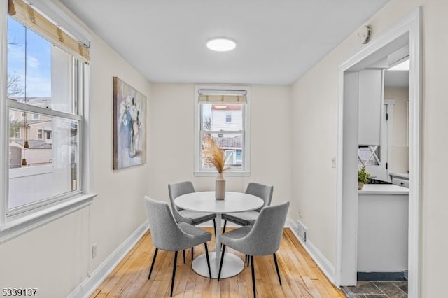 dining room featuring baseboards and wood finished floors