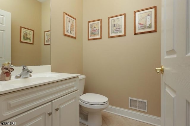 bathroom with tile patterned floors, toilet, and vanity