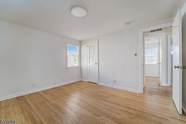 unfurnished bedroom featuring light hardwood / wood-style flooring