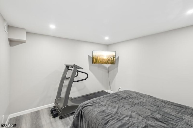 bedroom featuring wood-type flooring