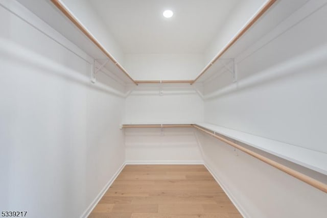 walk in closet featuring light wood-style flooring