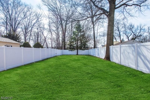 view of yard featuring a fenced backyard