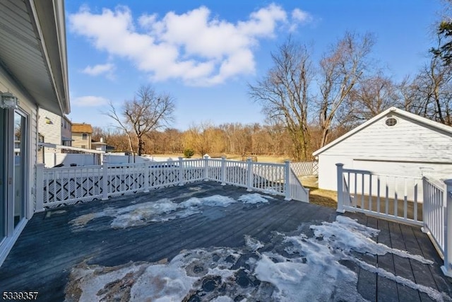 wooden deck featuring fence