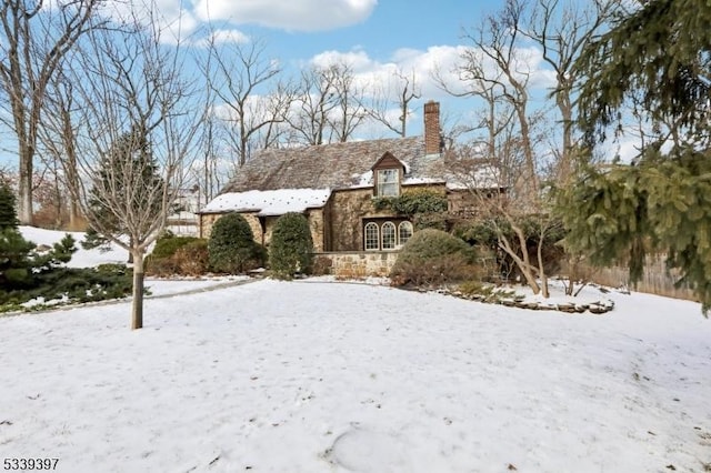 view of yard covered in snow