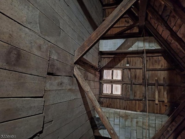 view of unfinished attic