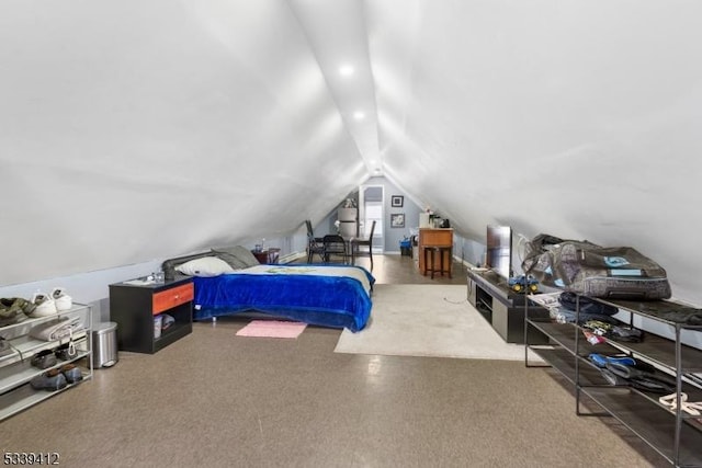 bedroom with vaulted ceiling