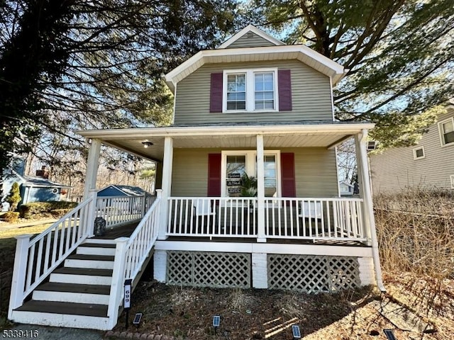 view of front of property featuring a porch