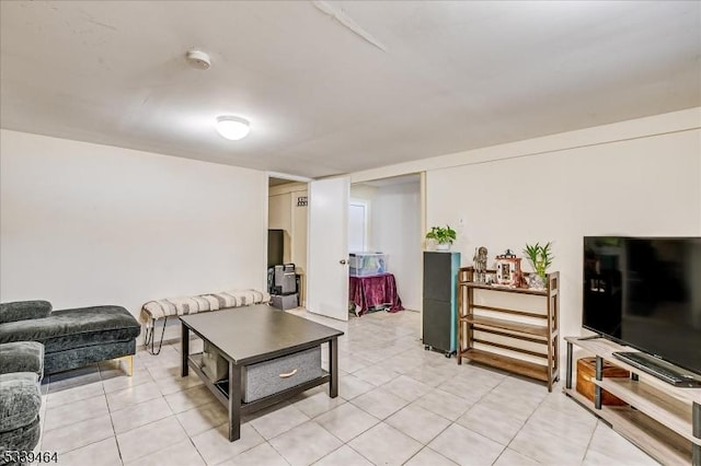 living room featuring light tile patterned floors