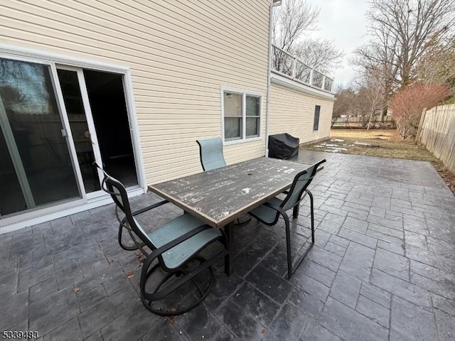 view of patio / terrace featuring a fenced backyard and outdoor dining space