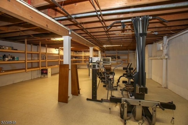 unfinished basement with light floors