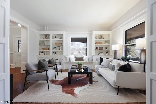 living area with wood finished floors