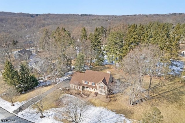 bird's eye view with a forest view