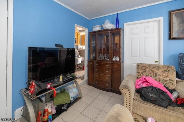 view of tiled living area