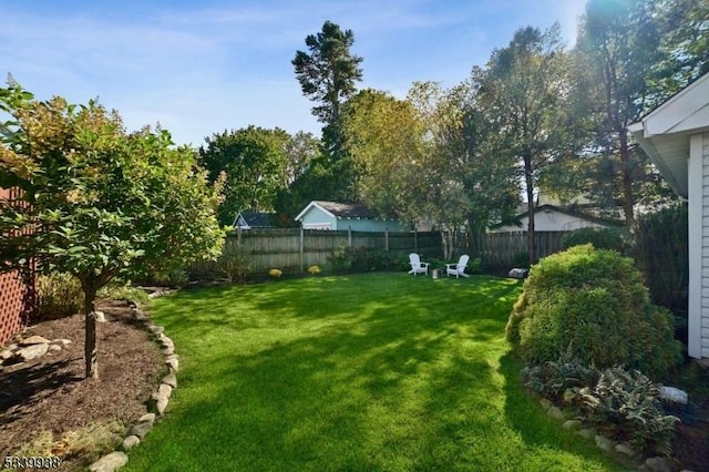 view of yard featuring a fenced backyard