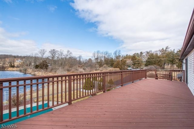 deck with a water view