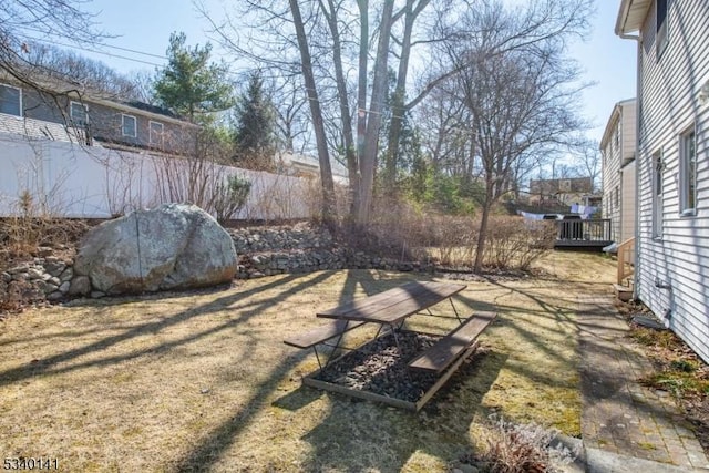 view of yard featuring a deck