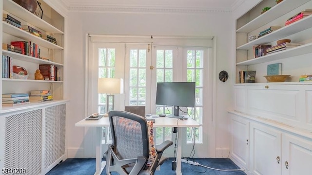 75 Crest Dr, South Orange Village Twp, NJ 07079 - office area with ornamental molding, built in features, and baseboards