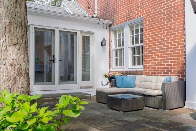 75 Crest Dr, South Orange Village Twp, NJ 07079 - view of patio featuring french doors and an outdoor living space