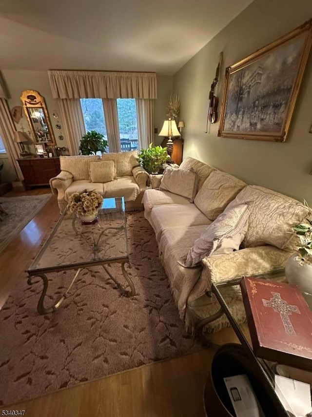 living area featuring wood finished floors