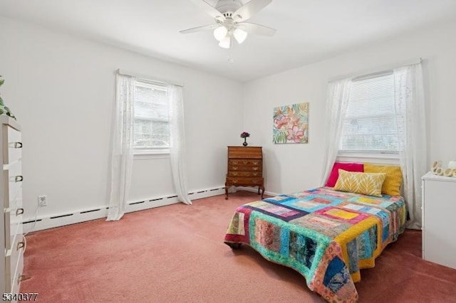 bedroom featuring carpet flooring and a ceiling fan