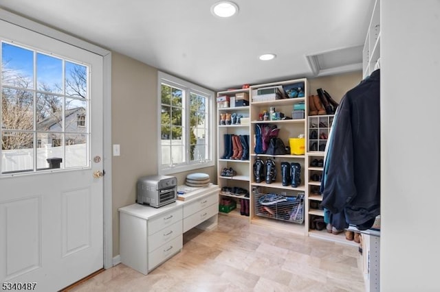 mudroom with recessed lighting