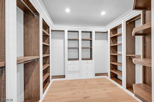 spacious closet with light wood-style flooring