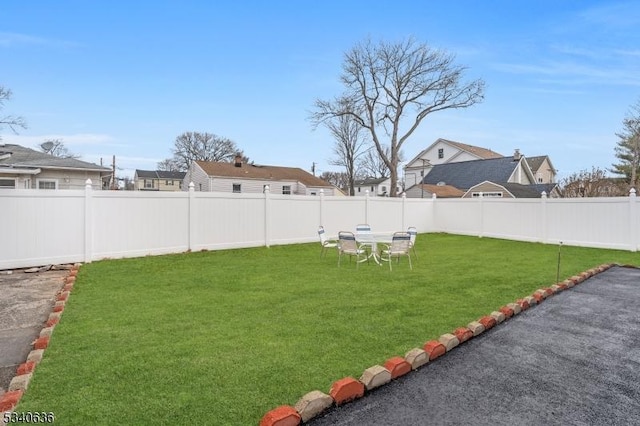 view of yard featuring a fenced backyard