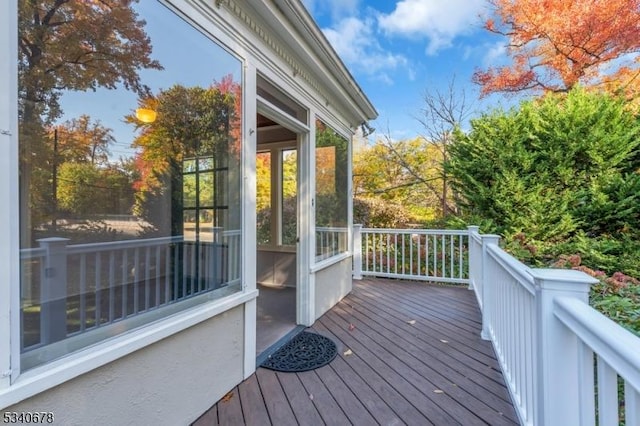 deck featuring a sunroom