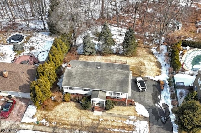 view of snowy aerial view