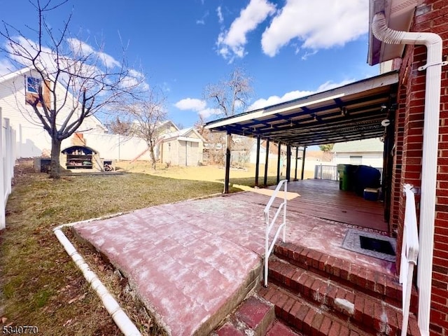 view of patio / terrace featuring a fenced backyard and a deck