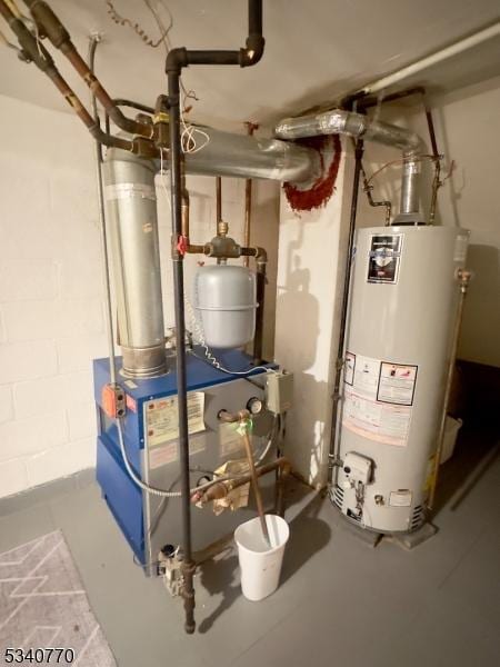 utilities with gas water heater and a heating unit