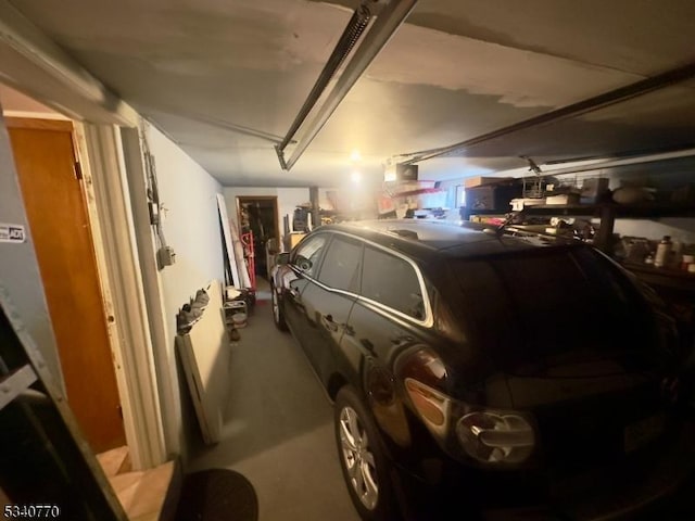 garage with a garage door opener