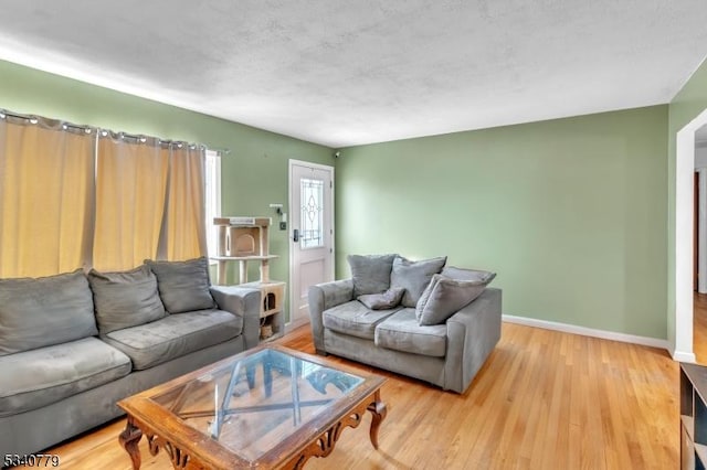 living room featuring baseboards and wood finished floors