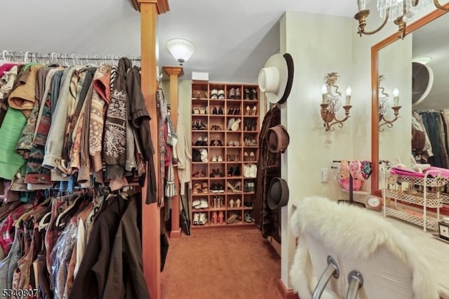 spacious closet with carpet flooring