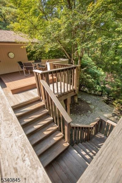 wooden deck with stairway