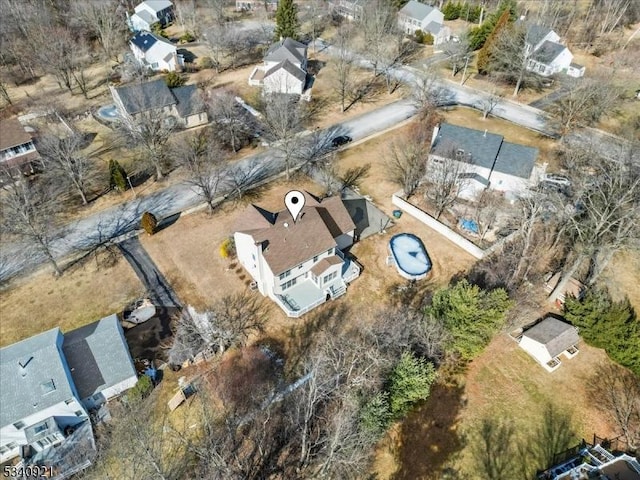 drone / aerial view with a residential view