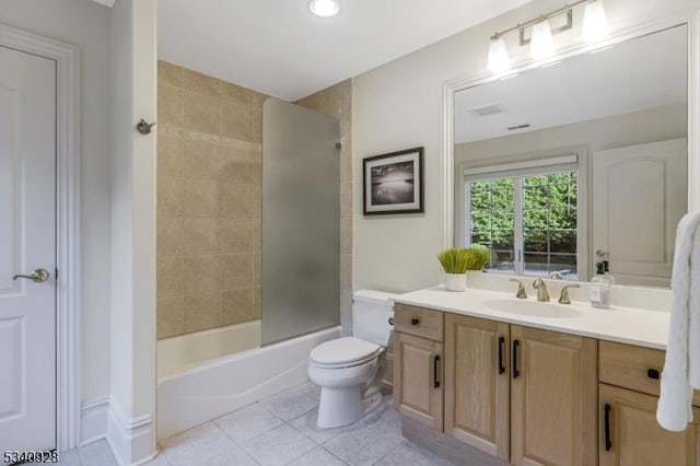 35 Geiger Ln, Warren Twp, NJ 07059 - bathroom featuring vanity, tile patterned flooring, toilet, and shower / bathtub combination