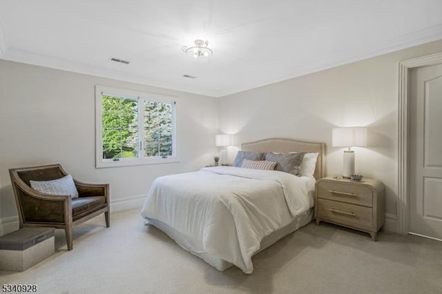 35 Geiger Ln, Warren Twp, NJ 07059 - bedroom featuring light carpet, crown molding, and baseboards