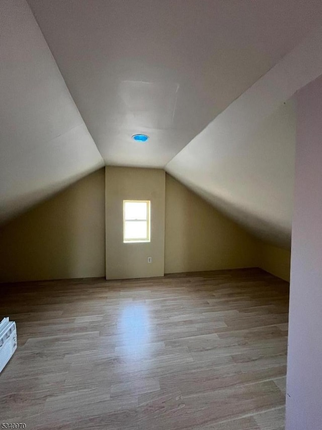 additional living space featuring vaulted ceiling and wood finished floors