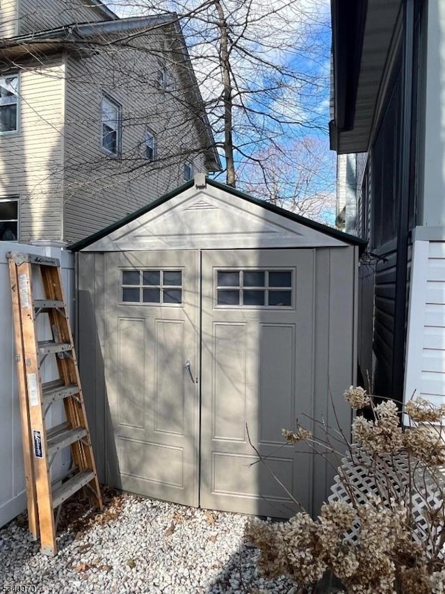 view of shed