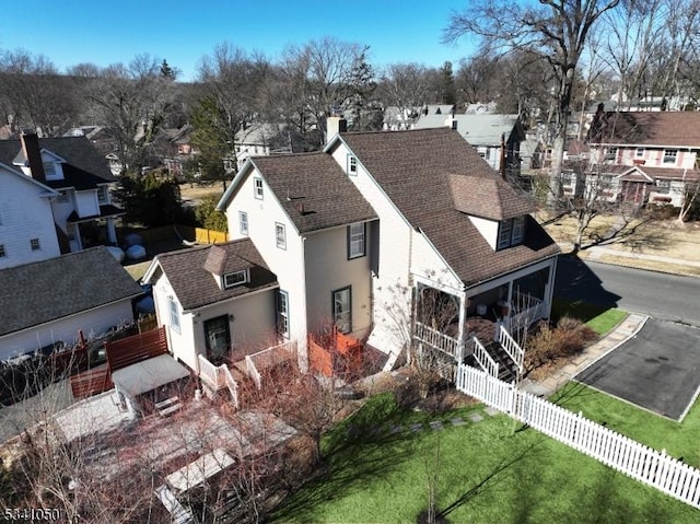 bird's eye view with a residential view